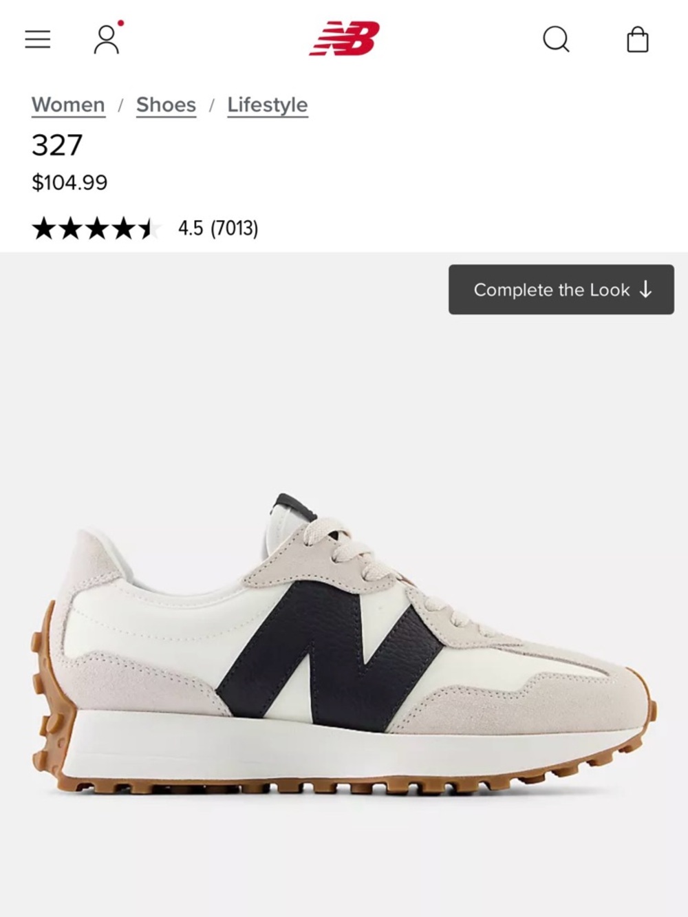 New Balance 327 Sneakers in White, Black & Tan
